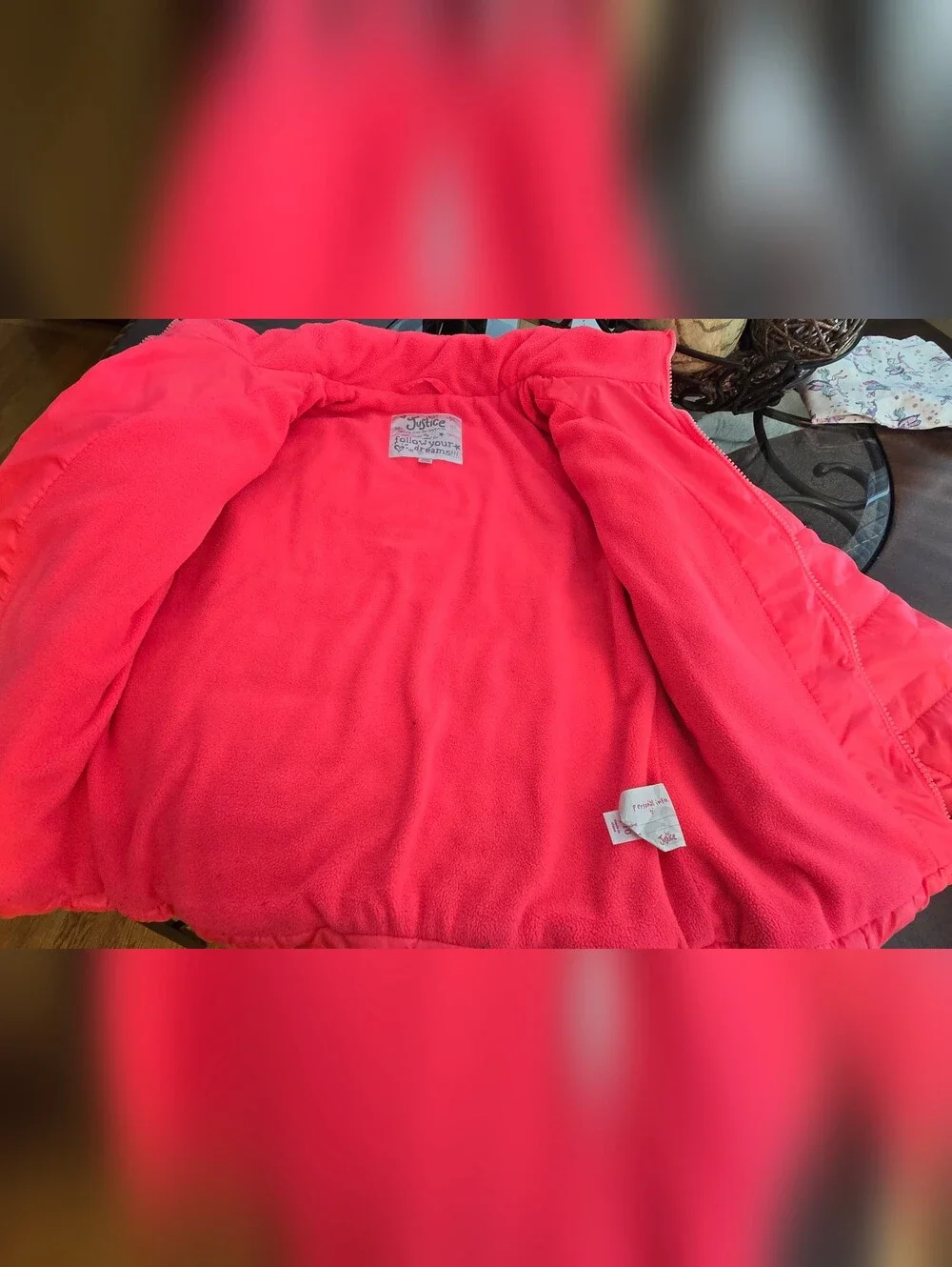 NWOT Justice Girls' Lightweight Quilted Jacket - Bright Coral, Sz 8/10